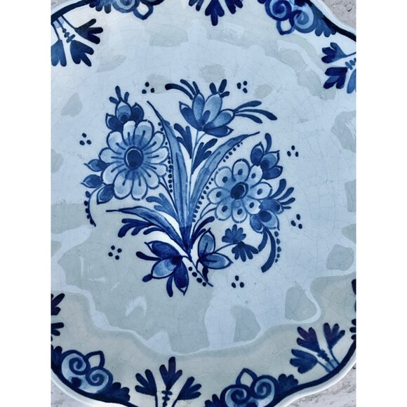 Delft Blue Floral Decorative Plates Set Of 3 Marked 1960s 1970s Ceramic READ - Picture 14 of 16